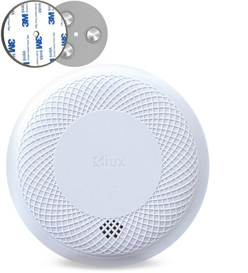 Fiux FXC-1, smoke detector, carbon monoxide alarm, magnetic mounting plate, 3M adhesive, round smart smoke alarm, white compact CO detector